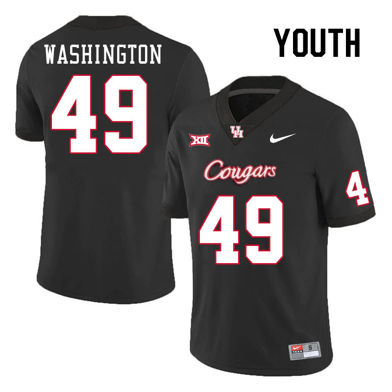 Youth #49 Darius Washington Houston Cougars College Football Jerseys Stitched-Black